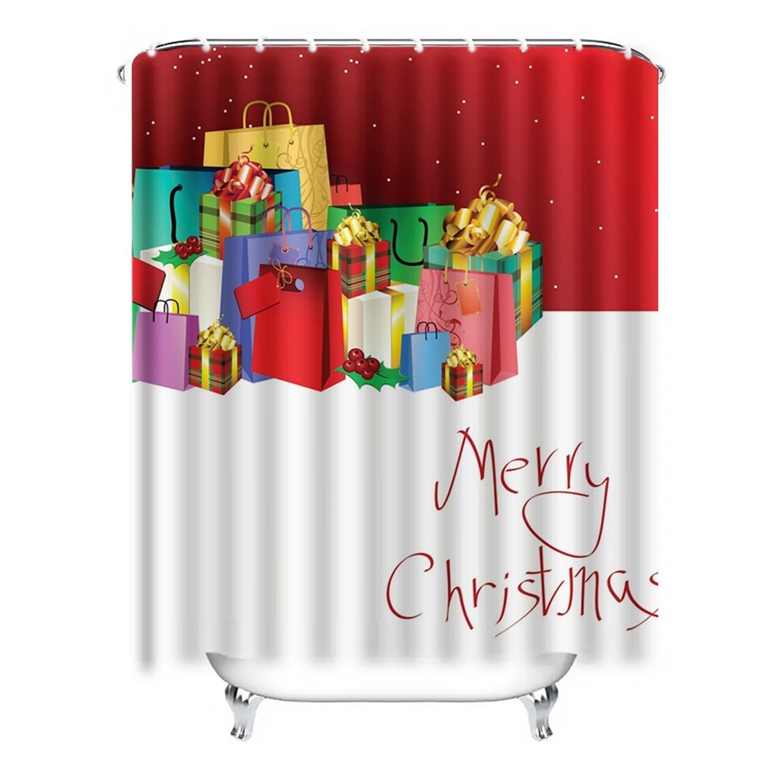 1 Cortina de Ducha navideña, decoración Festiva, Tela Impermeable, Conjunto baño, patrón Fondo, Navidad, hogar, Textil(180x180cm)