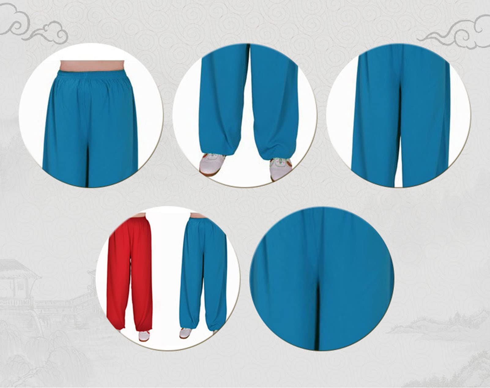 Tai Chi Pantalones Unisex Kung Fu Entrenamiento Pantalones ala Chun Shaolin Algodón Y Seda Pantalones Diarios para Yoga Y Artes Marciales con Banda Elástica