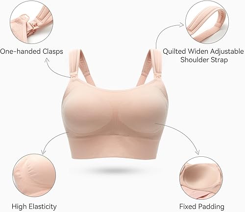 Miniatura 3 de Momcozy Lycra Pumping Bra Hands Free with Fixed Padding, Comfortable Support Pumping and Nursing Bra in One