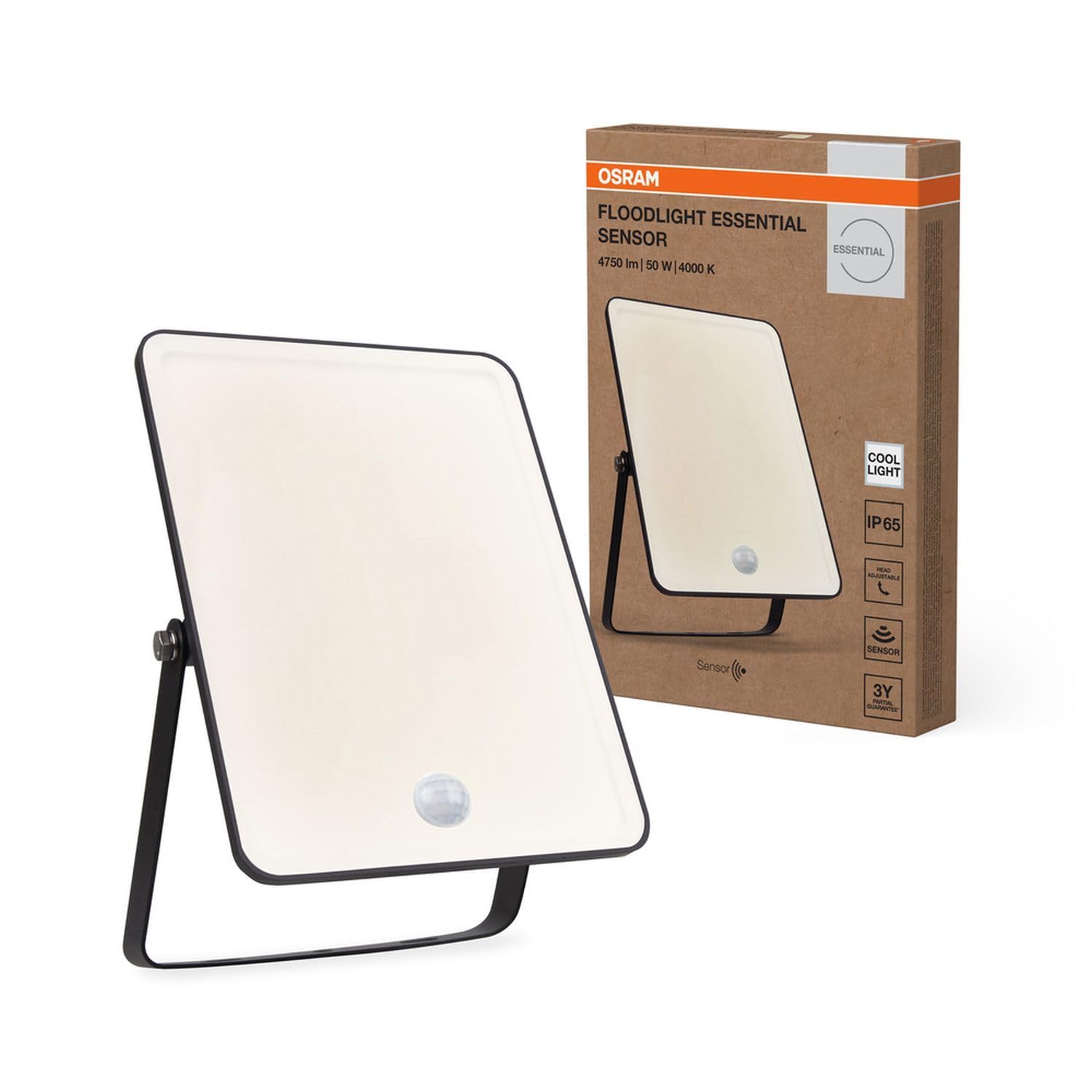 Licht-Erlebnisse LED Flutlicht mit Bewegungsmelder Aluminium Glas Schwarz 4000 K IP65 Außen schwenkbar Hauswand Hof Einfahrt L:16.1 cm Außenleuchte Terrasse