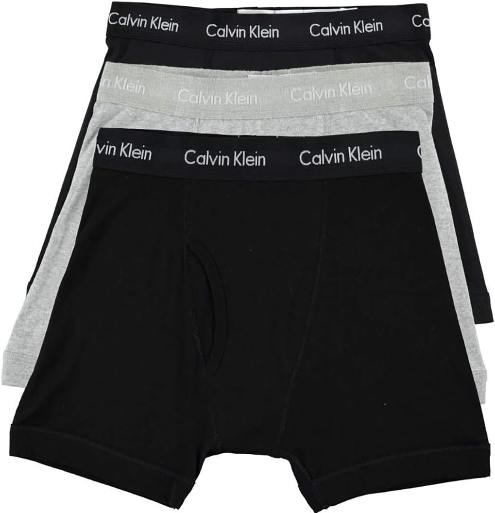 Calvin Klein Men's Cotton Classics Multipack Boxer Briefs, Black/Black/Grey Heather, Large