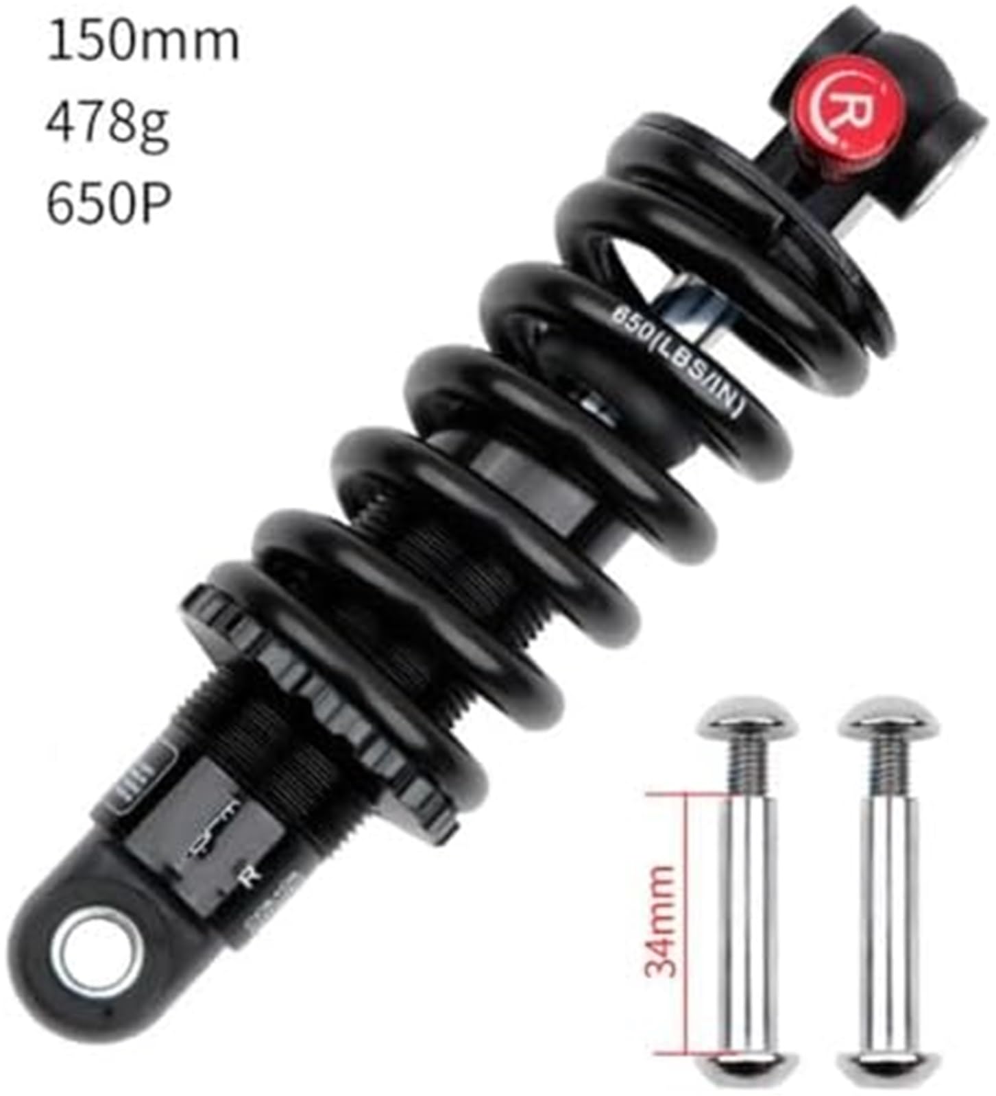 Amortyzator tylny 150-190 mm, do rowerów górskich i zjazdowych. Korpus ze stopu aluminium 30/38/50 mm stalową sprężyną śrubową sprężyna przedniego zawieszenia