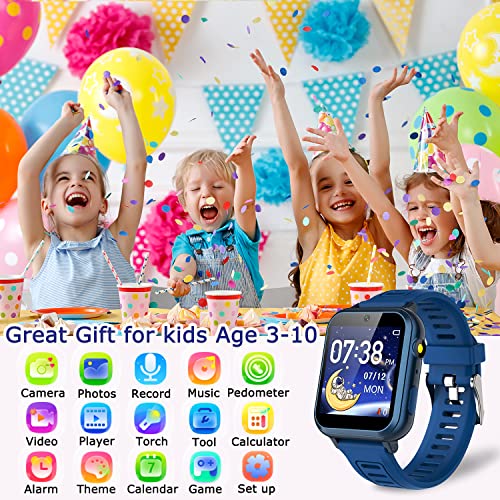 Cosjoype Kids Game Smart Watch for Kids with 16 Puzzle Games HD Touch Screen Camera Music Player Pedometer Alarm Clock Calculator Flashlight 12/24 hr Kids Watches for 4-12 Year Old Boys Toys for Kids