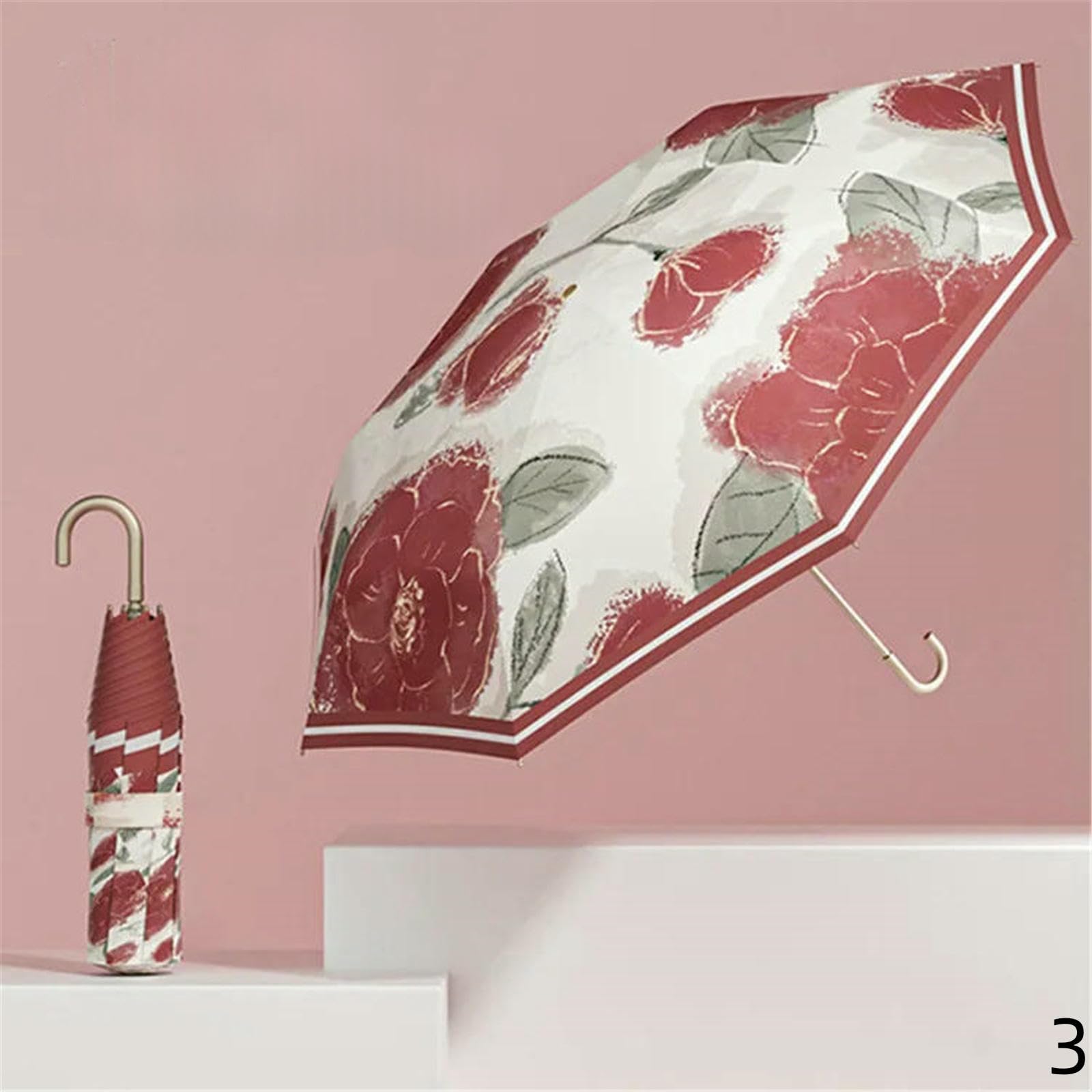 Ombrello da Viaggio Pieghevole per Donne, Sole Compatto E Leggero UV Upf50 + Protezione Rain Ombrellas Parasol-b-8k