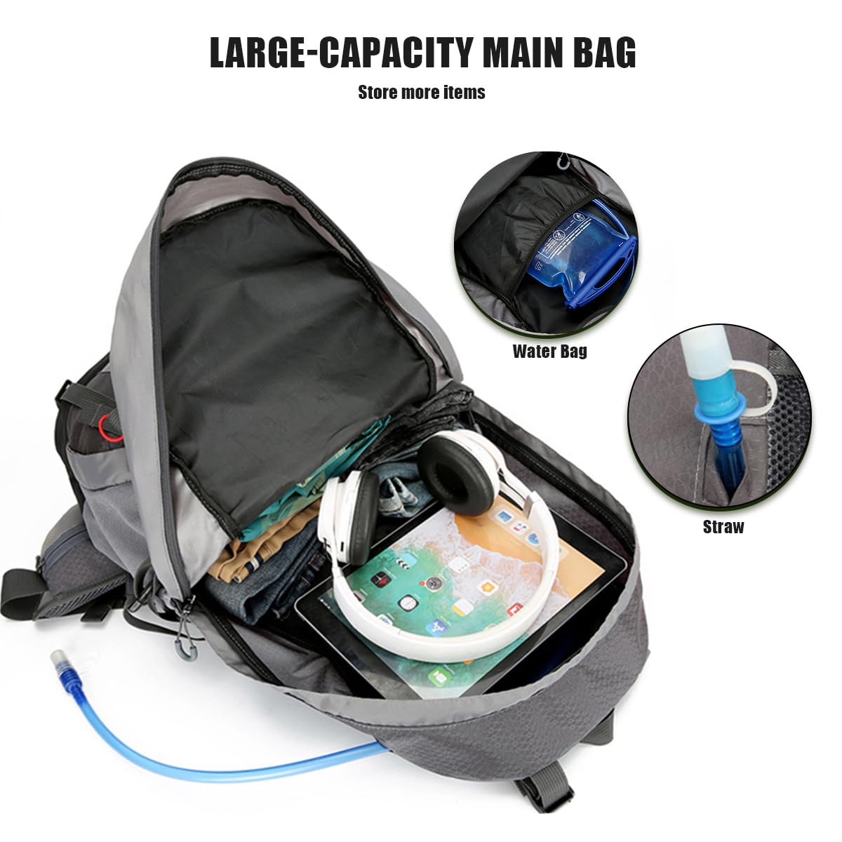 Mochila Senderismo,Mochila Trekking Antisalpicaduras con Funda Impermeable y Cuerdas de Fijación para Bastones de Trekking,40L Mochila Montaña para Senderismo,Camping,Trekking