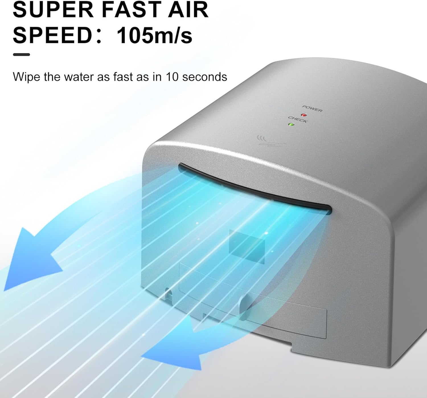 Automatic Hands Dryer High Speed, Samrt Sensor Hand Dryer, with Filter, 105M/S, Cold & Warm Air, for Toilet Commercial Automatic Bathroom Dryers,White