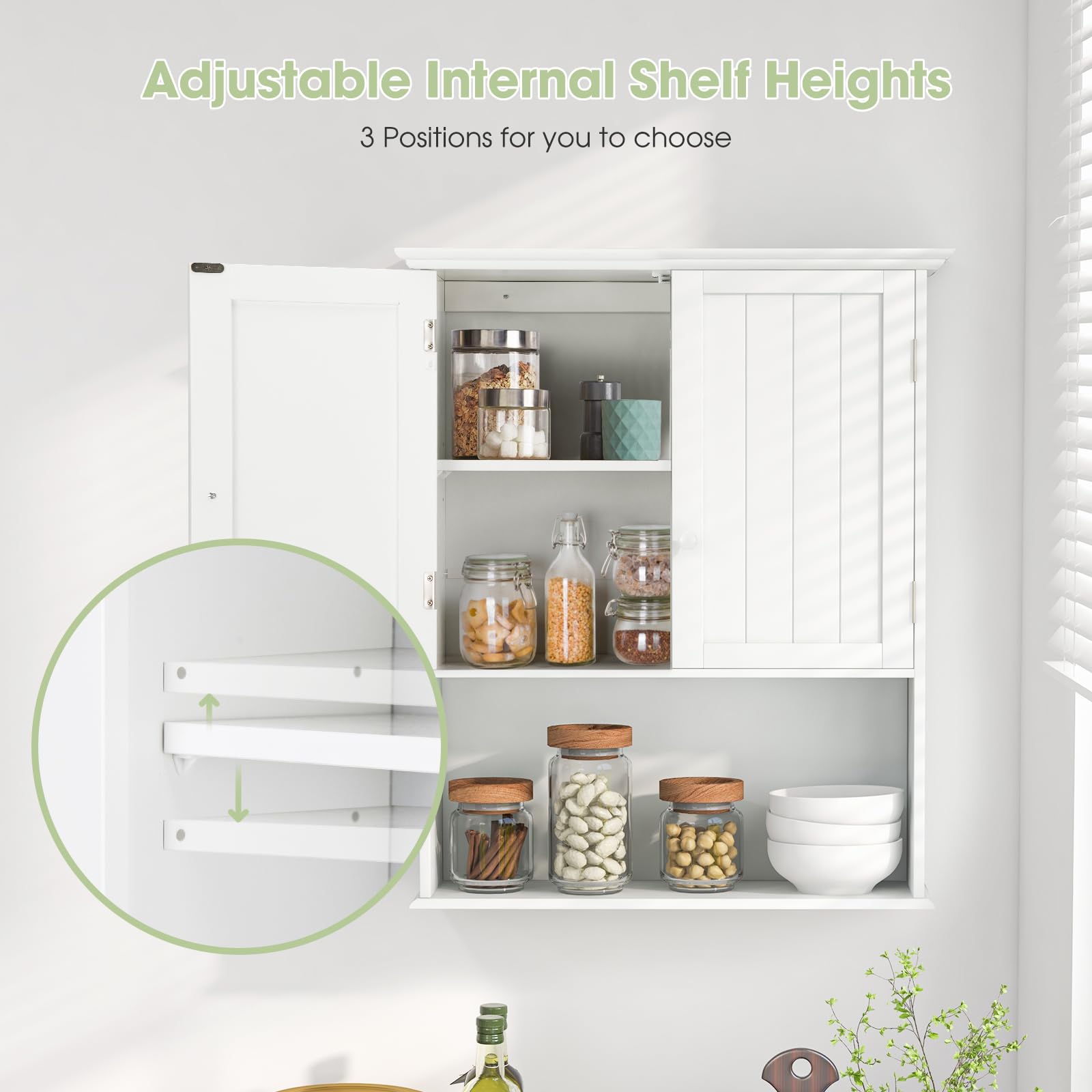 Multigot Wooden Bathroom Cabinet, Wall-Mounted Storage Cabinet With