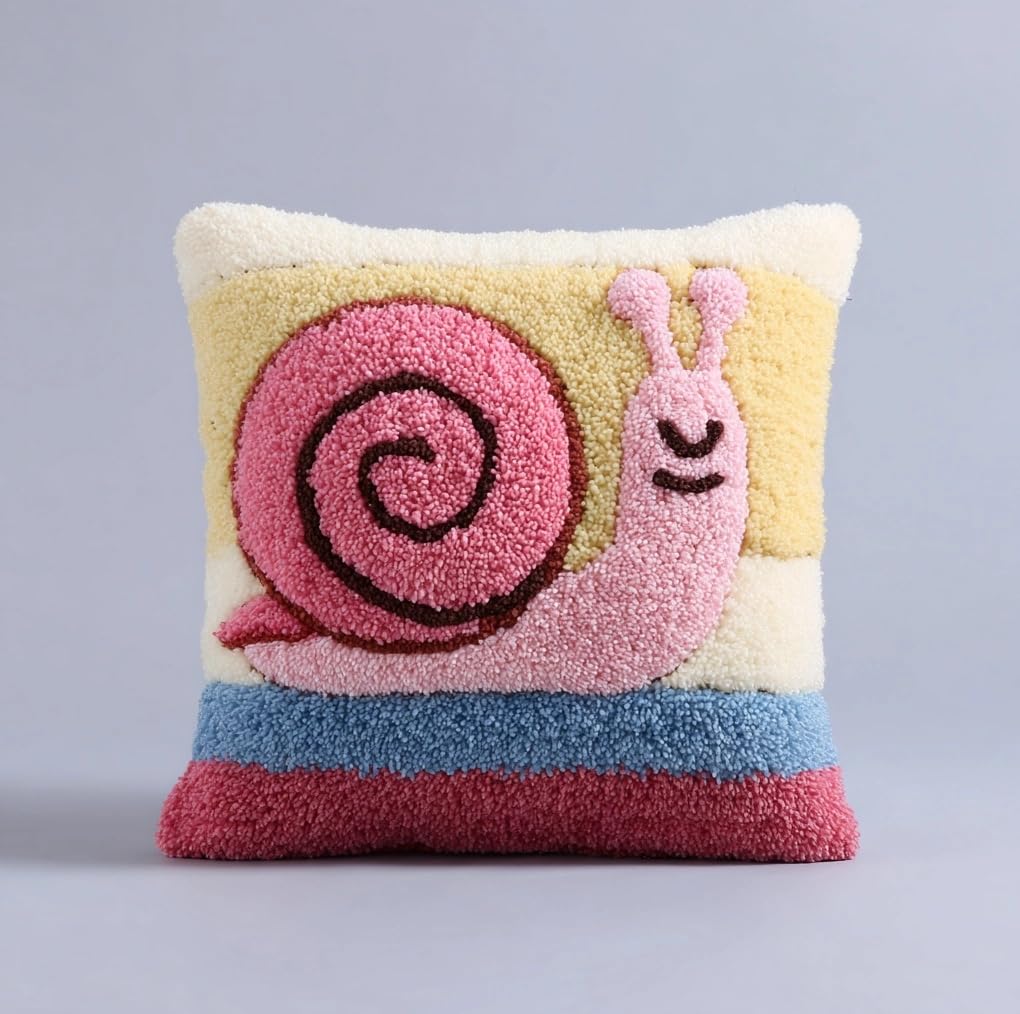 Taxpy Latch Hook Kits for Adults Smiling Snail DIY Rug Tapestry Kits with Printed Canvas Embroidery Festival S Home Decoration 17Inch X 17Inch