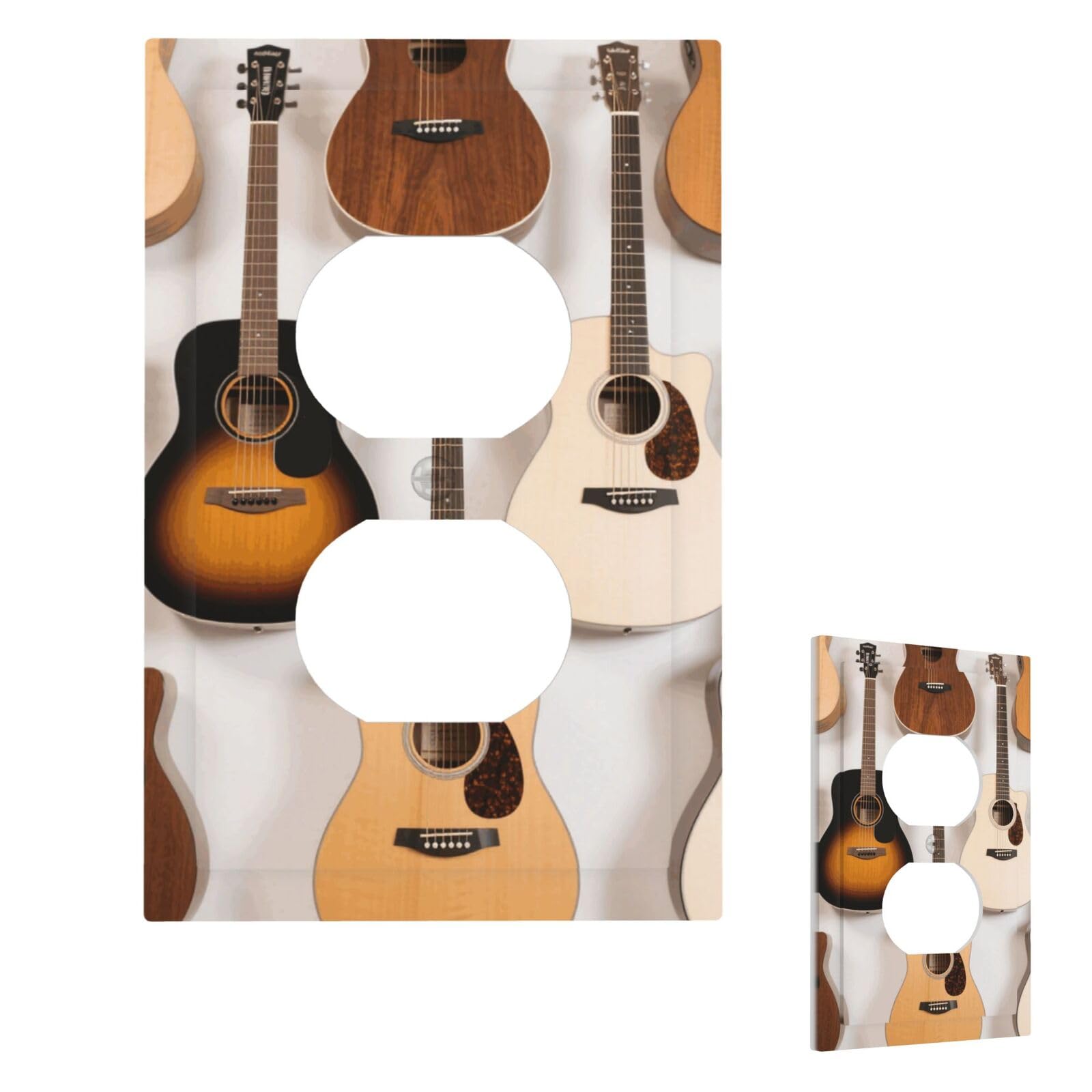 Fekiloot Duplex Guitars Wall Plate Cover Modern Decorative 1 Gang Light Switch Cover Unbreakable Receptacle Outlet Covers For Living Room Bedroom Home Decor