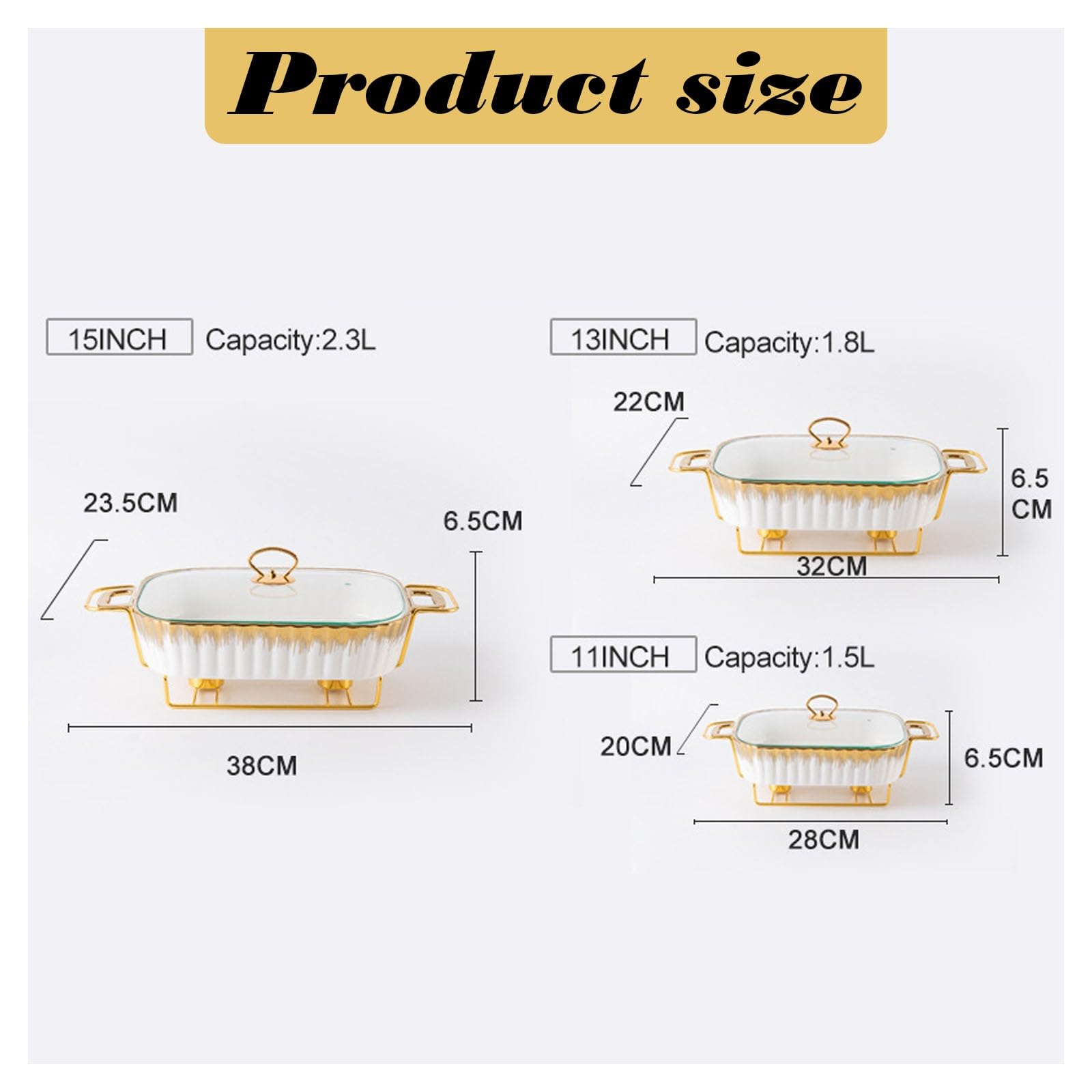 Juego de platos de cerámica, calentador de alimentos con tapa, recipiente extraíble para catering, ideal para servir platos calientes en bodas y fiestas