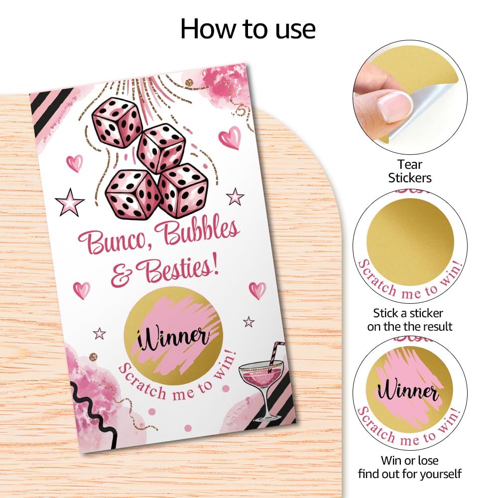 TOUNER 50 carte da gioco Bunco Bubbles & Besties Scratch Off