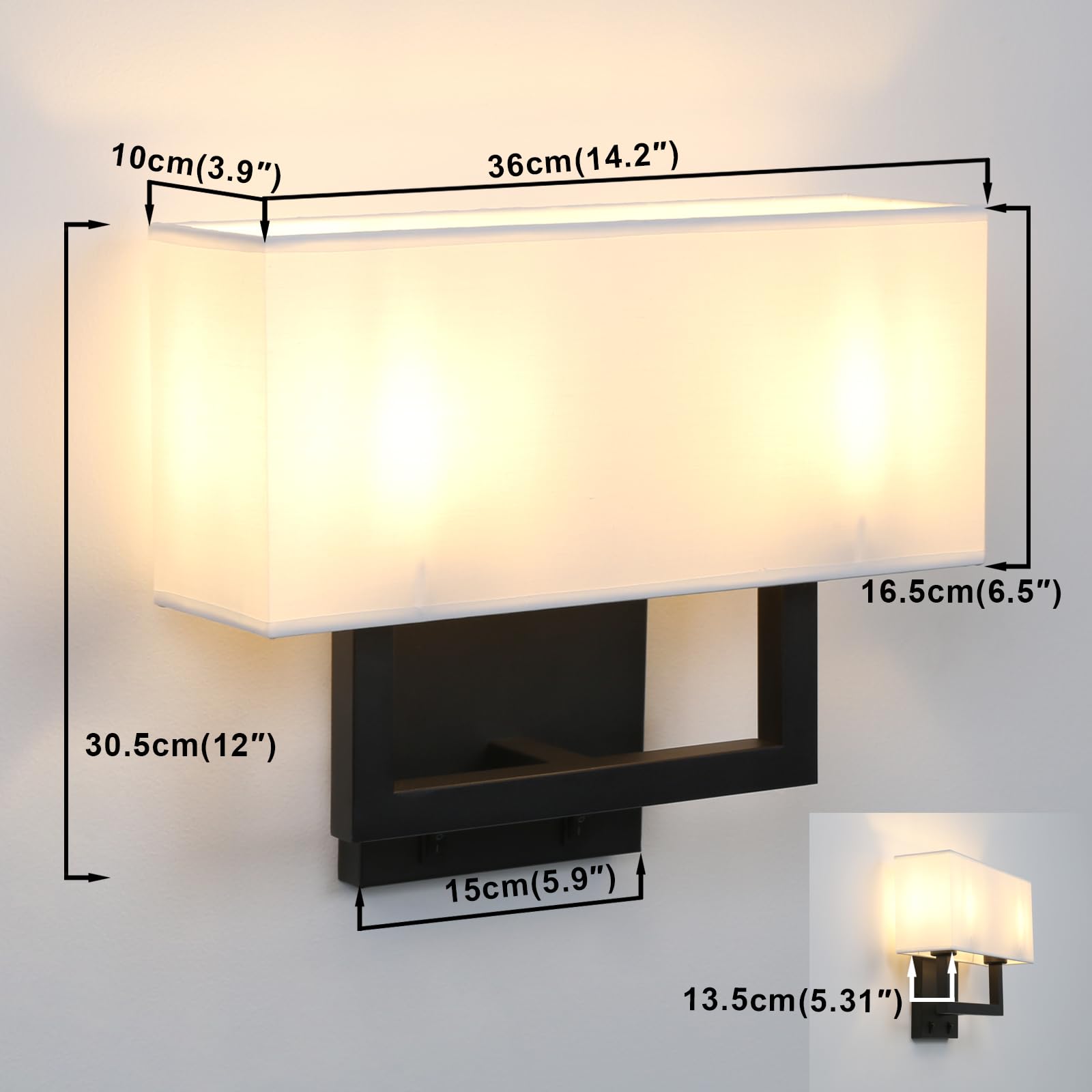 Yosoan Set of 2 Indoor Bedside Wall Sconce with On Off