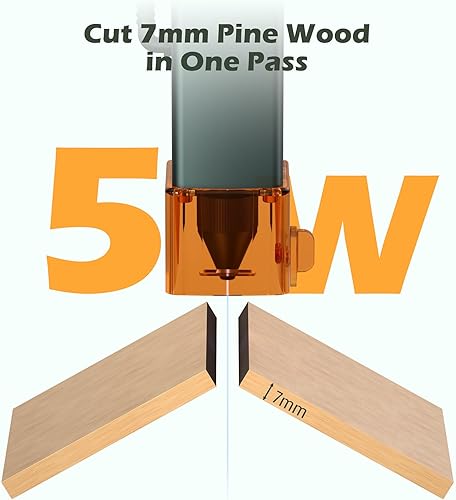 Miniatura 2 de Genmitsu Máquina grabadora láser Kortek 5W 5000mW, cortador láser de escritorio,  0.000 in de alta precisión, aplicación inalámbrica compatible,