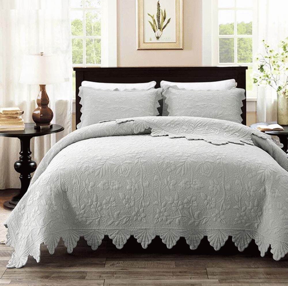 Couvre-lit en coton haut de gamme jacquard gris pour une chambre élégante