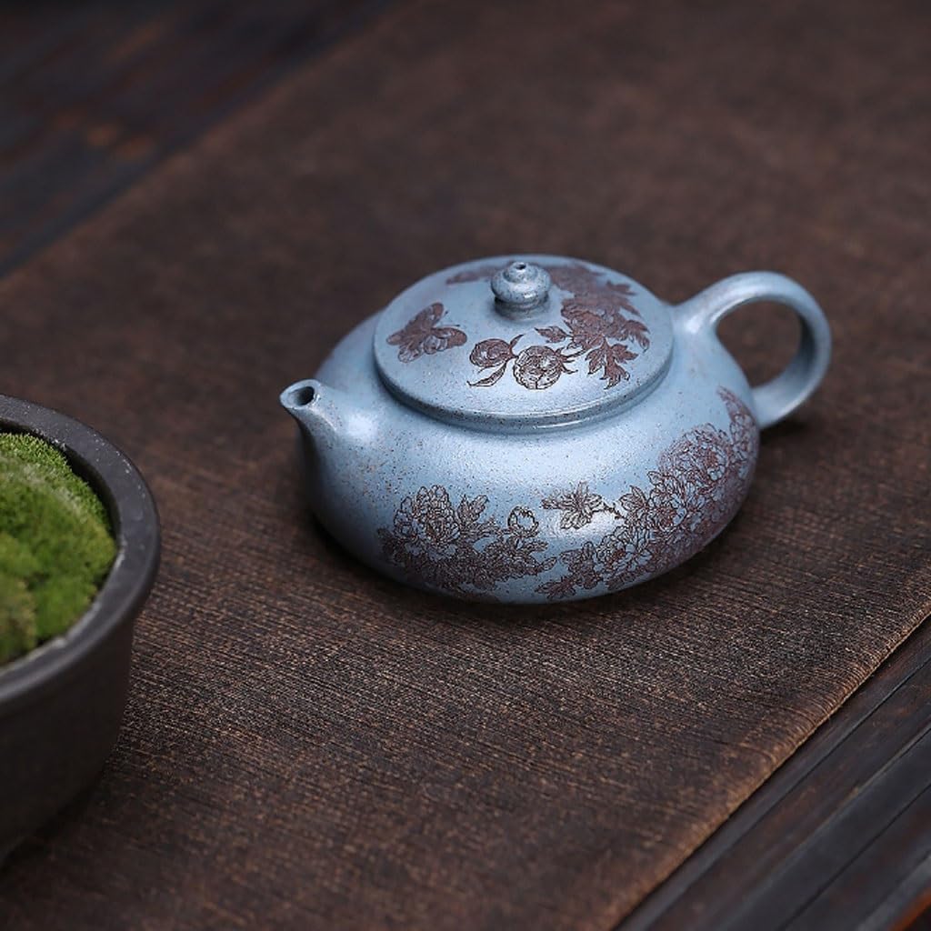 Tetera Infusiones Tetera Original De Arcilla Azul Zafiro Tallada A Mano, Infusor Té For Salón Teapot