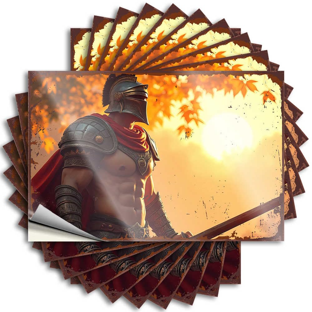 Roman Warrior At Sunset: Strength and Valor Hard Coffee - Decore for Room Funny Sticker Self Adhesive Sticker(12X18CM)