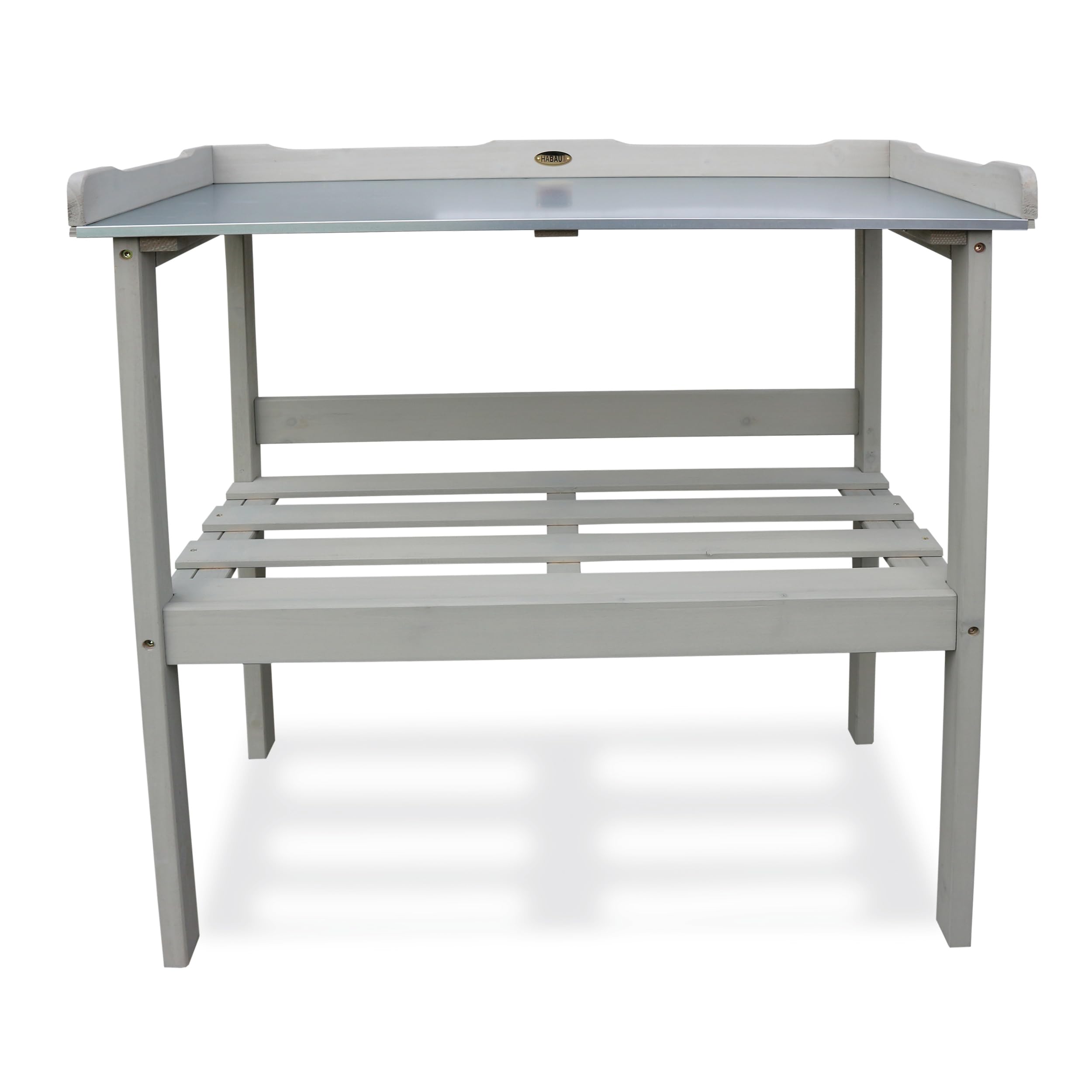 HABAU Pflanztisch mit Arbeitsplatte aus Metall und Ablage, 78 x 38 x 85 cm