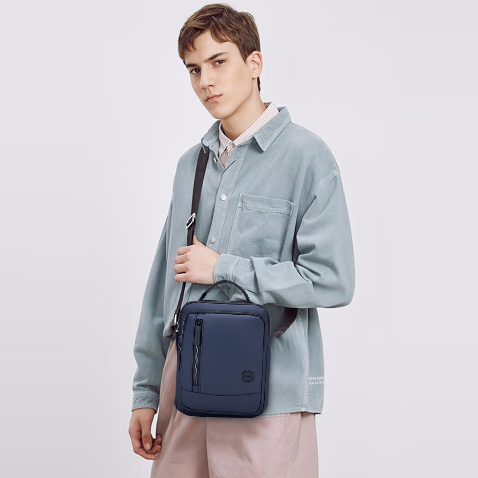 SPAHER Bolso Hombre Bandolera Pequeña, Impermeable Nylon Bandoleras Hombre Bolso de Hombro Crossbody Bag Casual Con Correas de Hombro Ajustables Para Regalo, Viaje, Trabajo