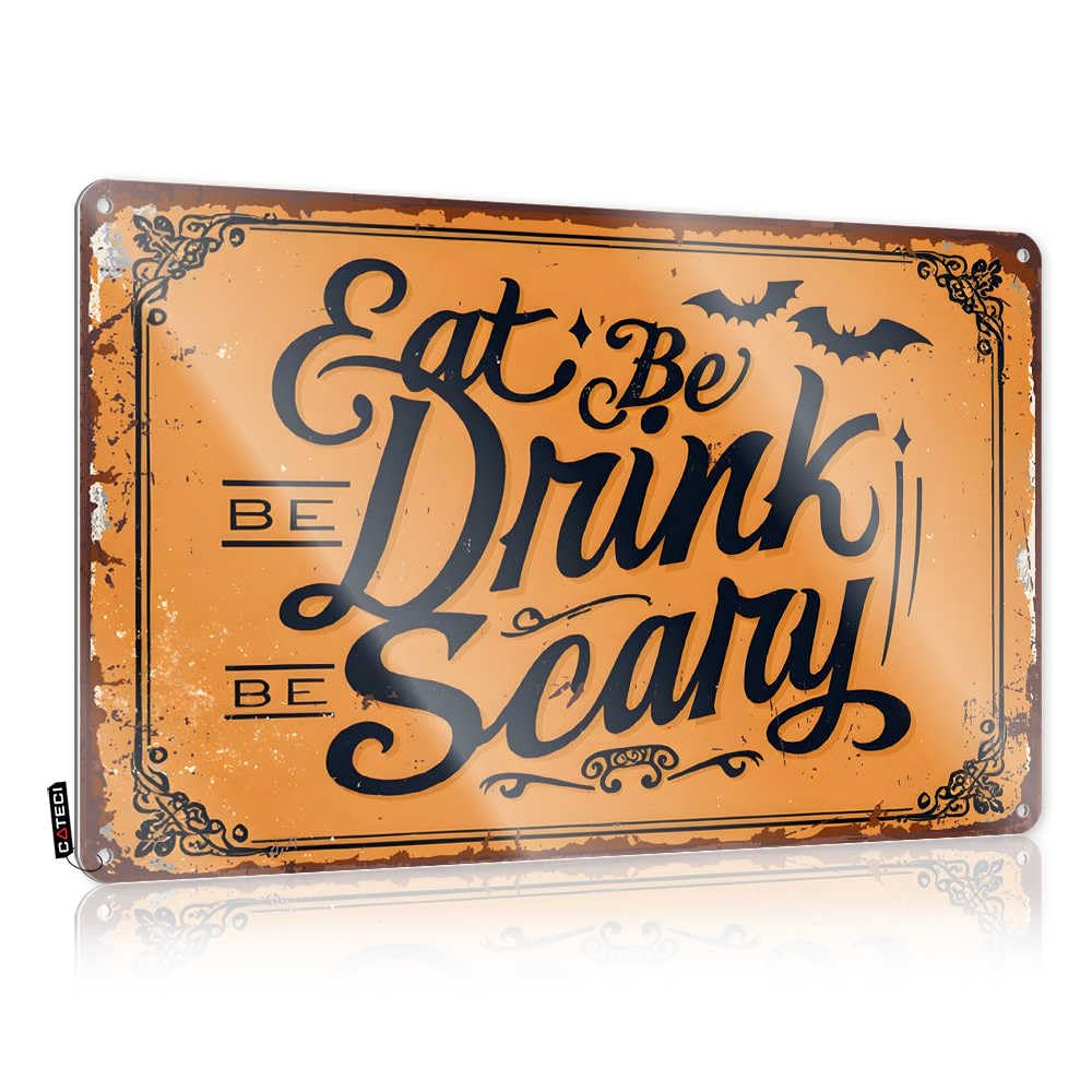 Fzfn Men's Colour Decor Sweet Teen Boy Bedroom Decor Home Decor - Spooky Halloween Quote: Eat, Be Drunk, Be Scary Nice Rustic Style Artwork For Scoreboard(30X40cm)