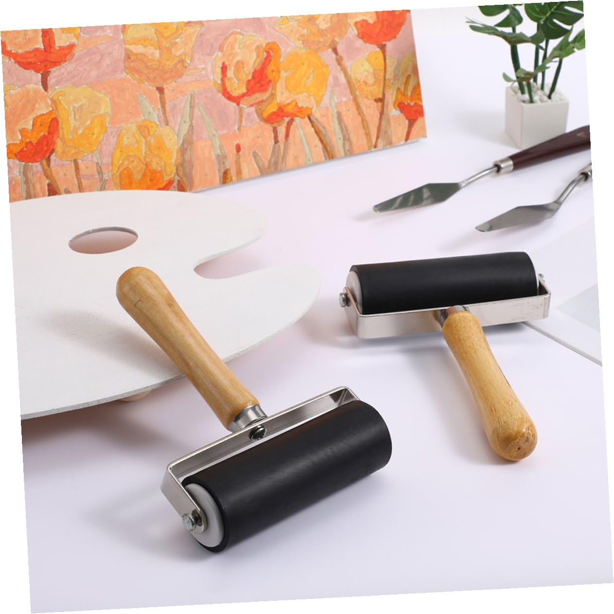 Mipcase 4pezzi Rullo Brayer in Plastica per Lavori Artigianali Stampa e Applicazione di Inchiostro Applicatore di Colla per Pittura e Progetti Grafici