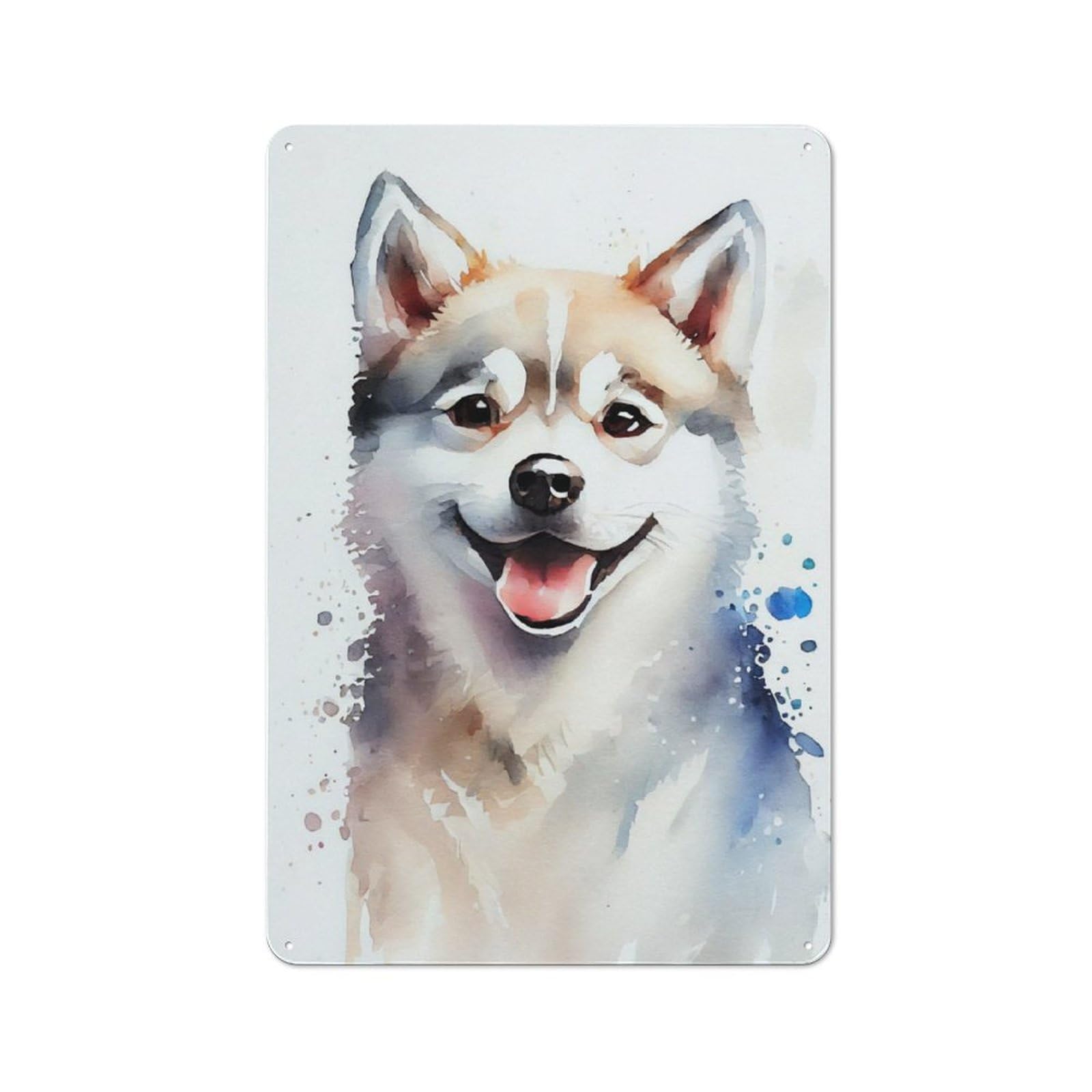 Junmoney Husky Cute Dog Rustic Metal Wall Sign 30X20cm For Home Office Or Studio, For Garage, Workshop And Man Cave Decoration