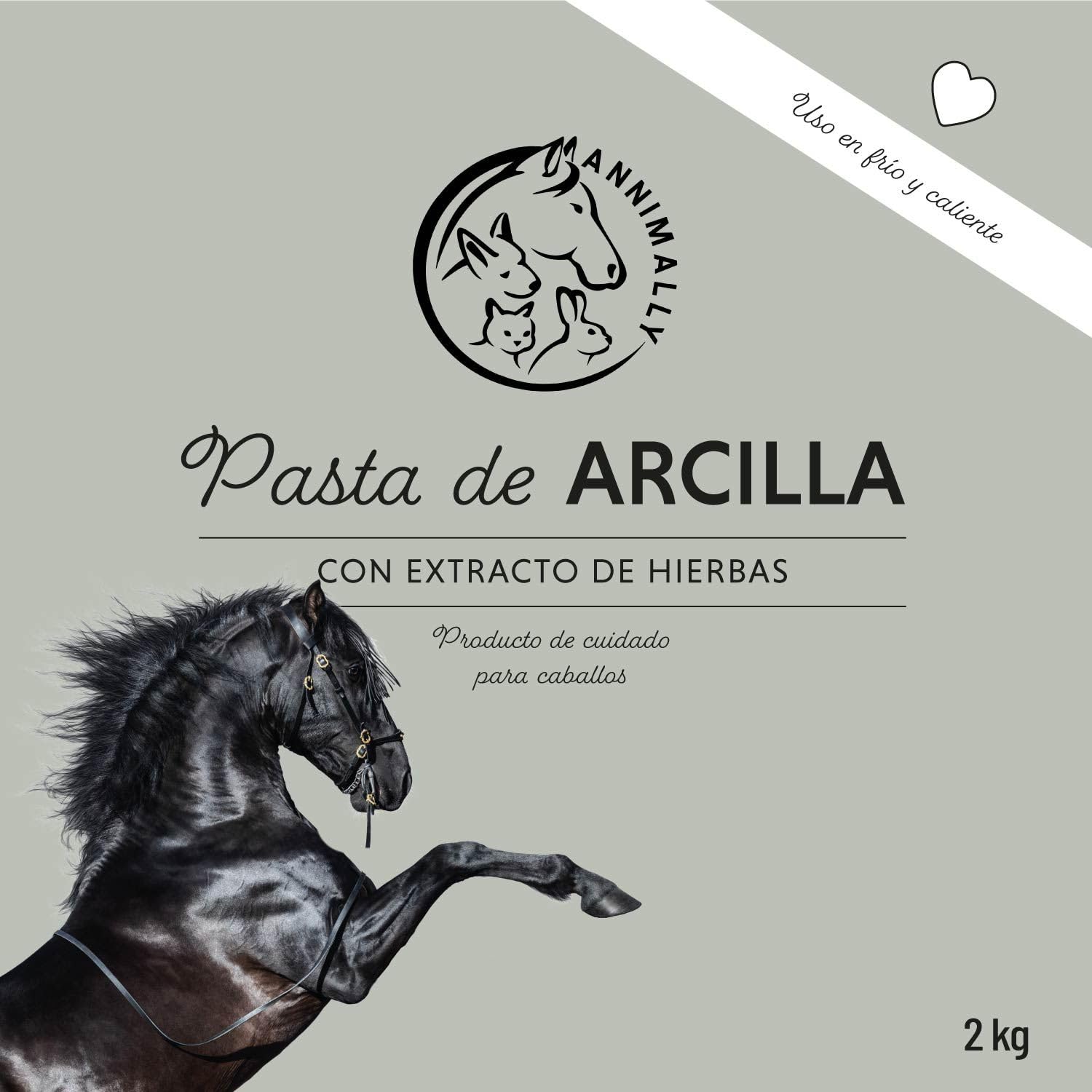 Annimally Arcilla para Caballos 2kg - Pasta de Arcilla para Caballos con valiosos extractos de Hierbas para la relajación y Calma de los músculos.