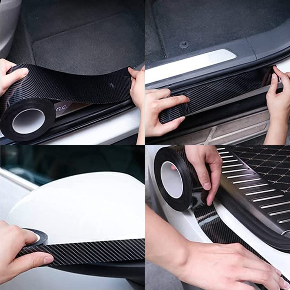 Amazon.fr : TopRui Kit de ruban adhésif vinyle 5D en fibre de carbone pour  protection de portière de voiture, pare-chocs avant et arrière, protection  de seuil de porte (5D)