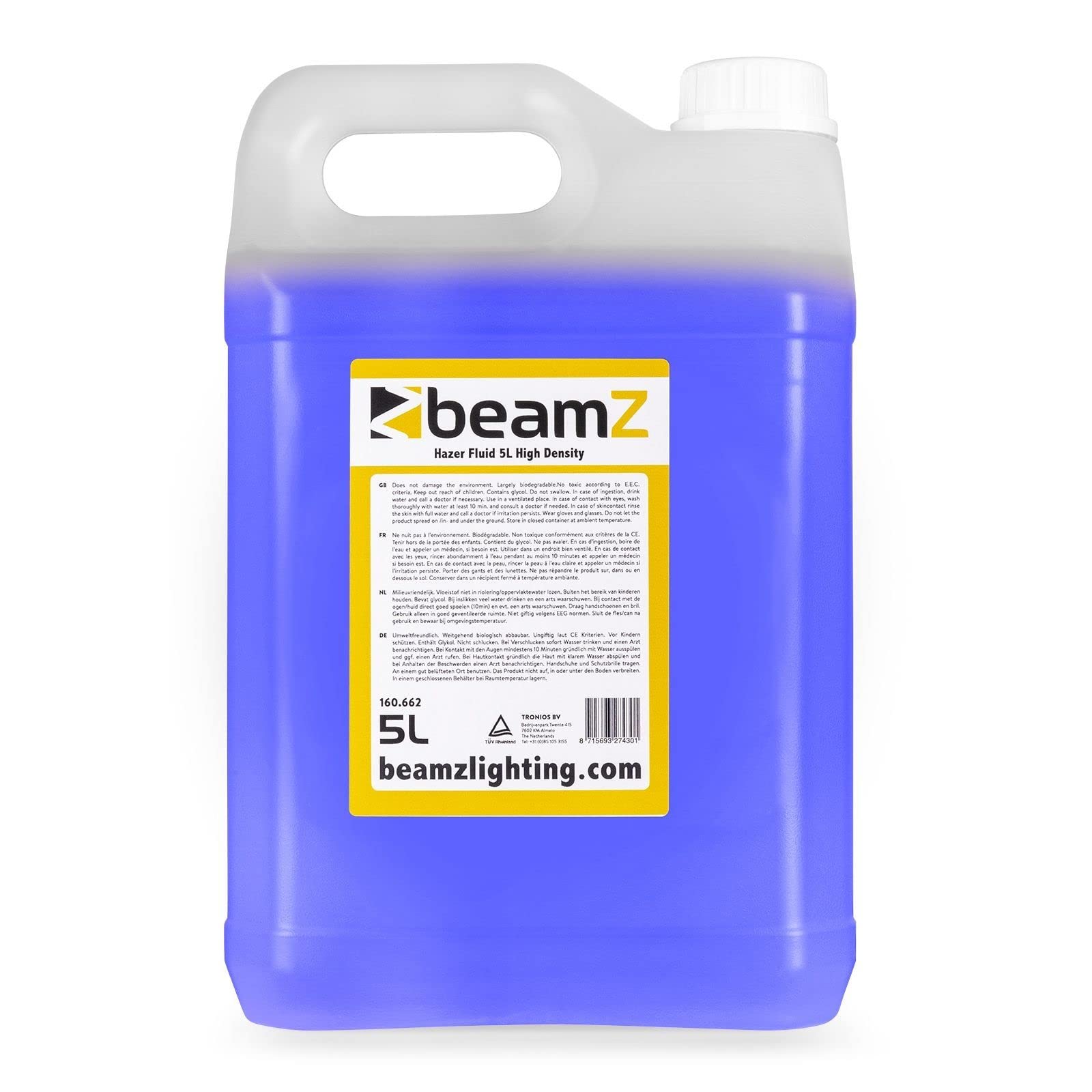 BeamZ FHF5H 5L Morado, Líquido para Maquina de Humo Alta Densidad, Liquido Maquina de Humo para Fiestas, Discoteca, Eventos, Halloween, No Deja Residuos, Ecologico, 5 Litros