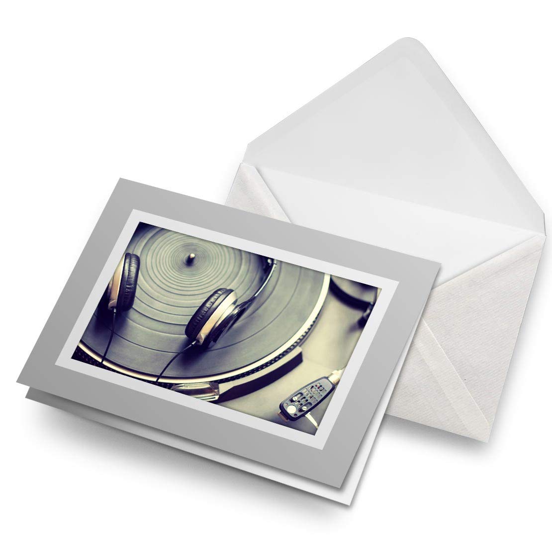 Greeting Cards Gray (Insert) - DJ Turntable Vinyl Record Blank Greetings Card Birthday Kids Party Boys Girls #3238