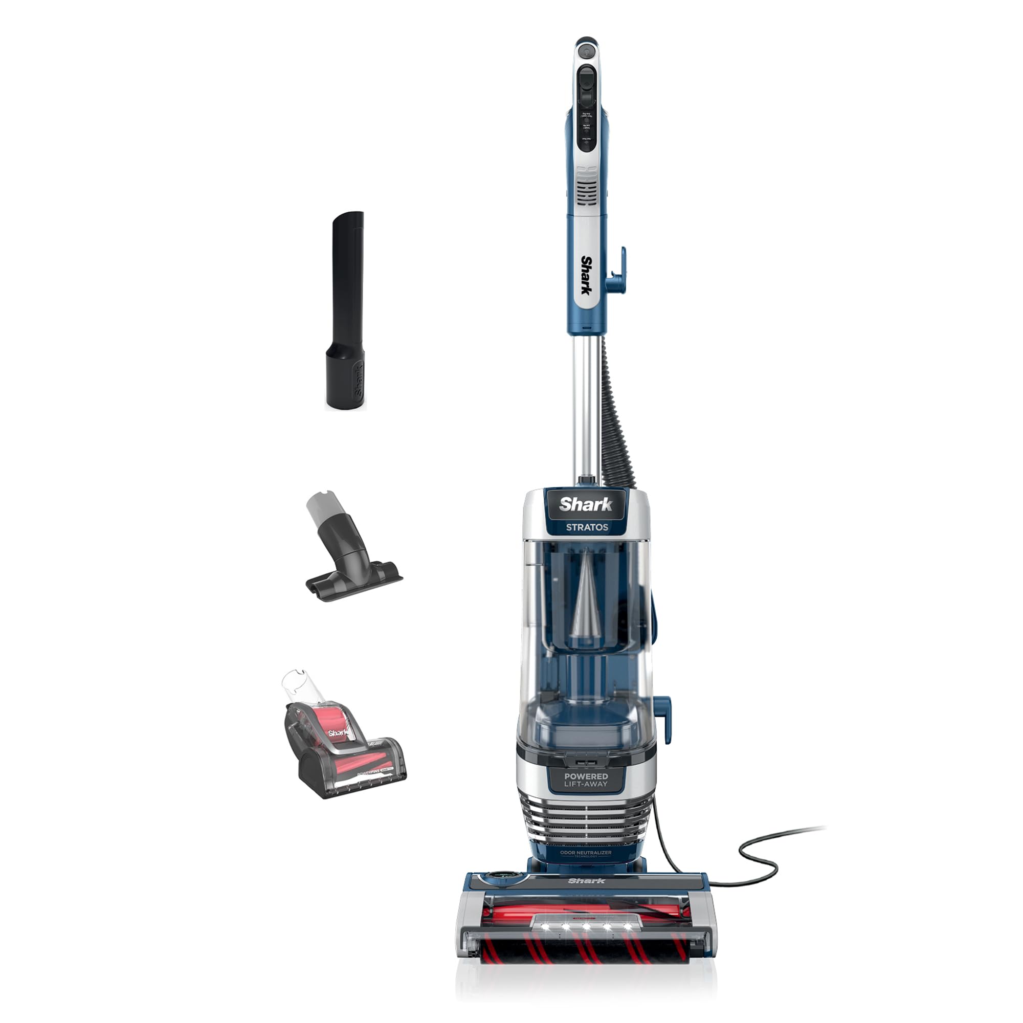 Shark Upright Vacuum, Stratos with DuoClean PowerFins, HairPro, Powered Lift-Away, Self-Cleaning Brushroll, & Odor Neutralizer Technology, Navy, AZ3002Shark Upright Vacuum, Stratos with DuoClean Po…