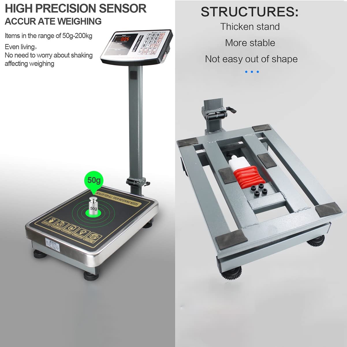 Balance postale pliable 880 lb, plate-forme numérique, balance industrielle précise pour peser les bagages, expédition de colis (taille : 200 kg/30 g)