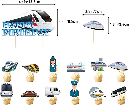 Miniatura 4 de Decoraciones de fiesta de tren de alta velocidad, suministros para fiesta de cumpleaños de tren bala, incluye pancarta de feliz cumpleaños de tren