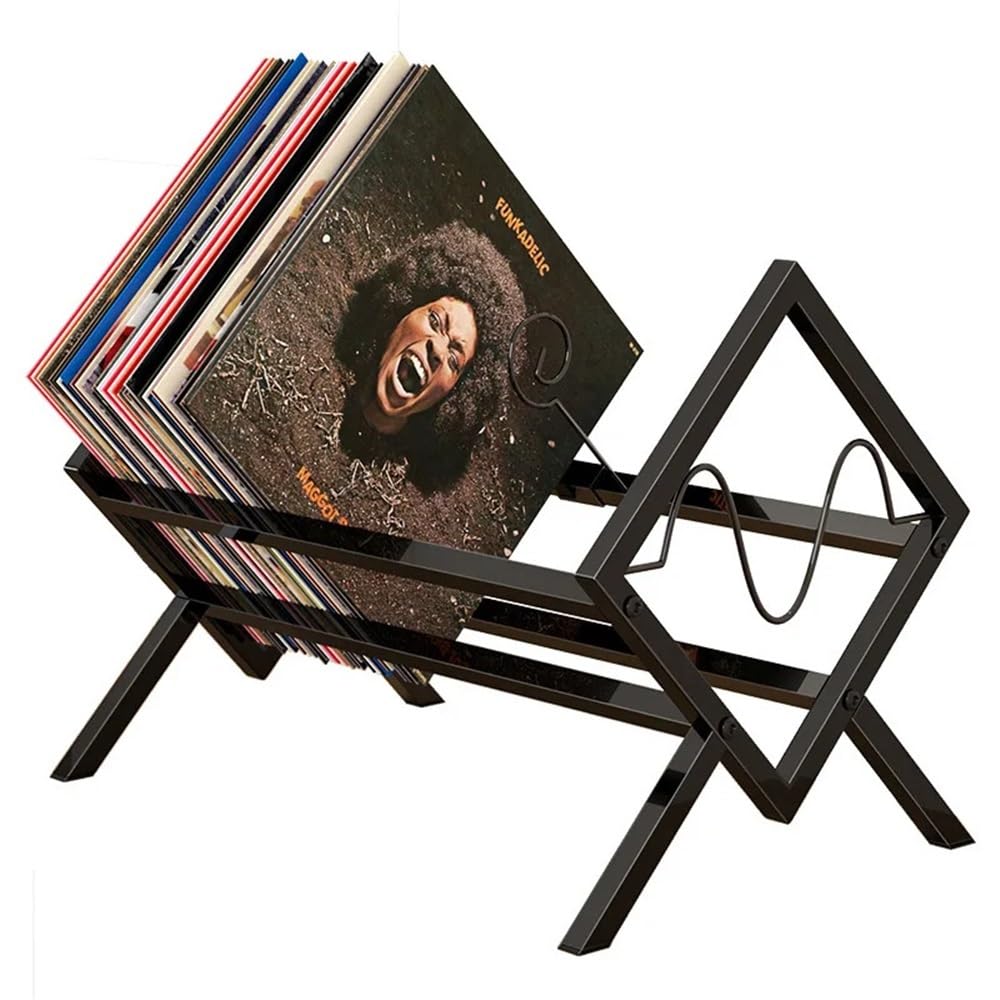 Xumh2024-3 cd storage Record Holder Desktop Books, Magazine Shelves Metal Display Shelf for CD Records Multi-function Organizer Storage Rack