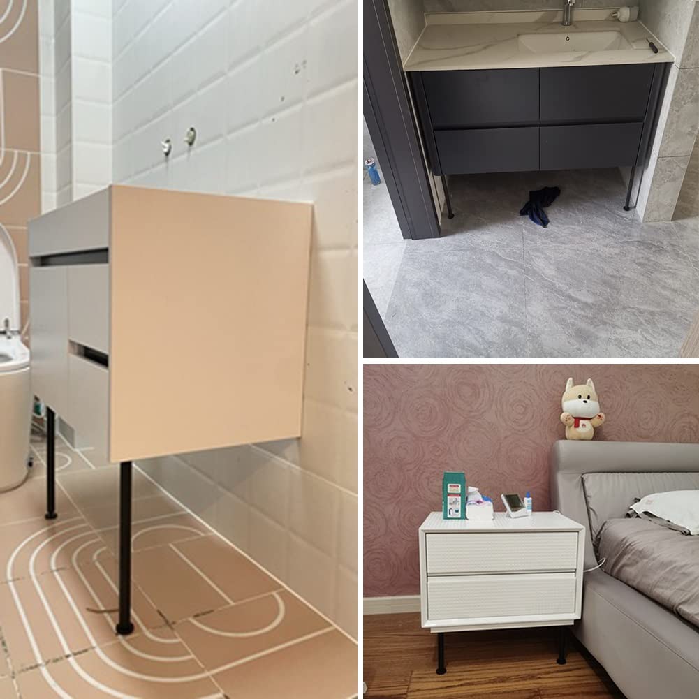 Juego de 2 patas ajustables de acero inoxidable para muebles de baño y mueble de TV, patas de metal modernas ajustables (37 cm)