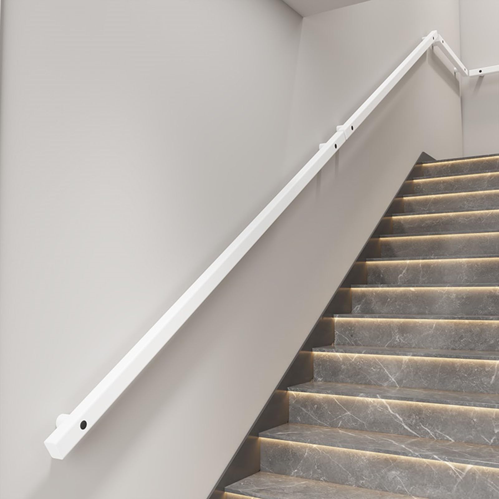 LWJSOCP Modern Non-Slip Wooden Stair Handrail Kit - Indoor Wall-Mounted Railings for Elderly Support 1ft-20ft Adjustable Length Perfect for Lofts & Corridors (11.5ft/350cm)