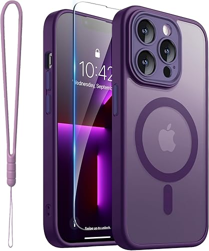 Miniatura 33 de ROYBENS Funda transparente mate para iPhone 14 Pro-Max compatible con Magsafe, protección completa de lente de cámara, protector de pantalla, correa