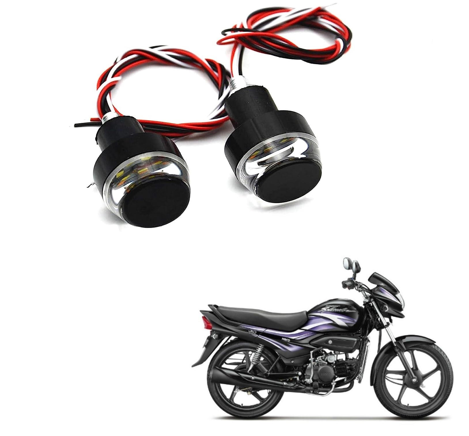 Kozdiko Motorcycle LED Indicator Dual Color Blinker Stylish Turn Signal Handle Bar Light for Hero Super Splendor-image-17