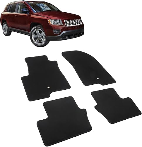 Miniatura 2 de IKON MOTORSPRTS - Tapetes de suelo de ajuste personalizado compatibles con Jeep CompassPatriot 2007-2016, protector de forro de nailon negro