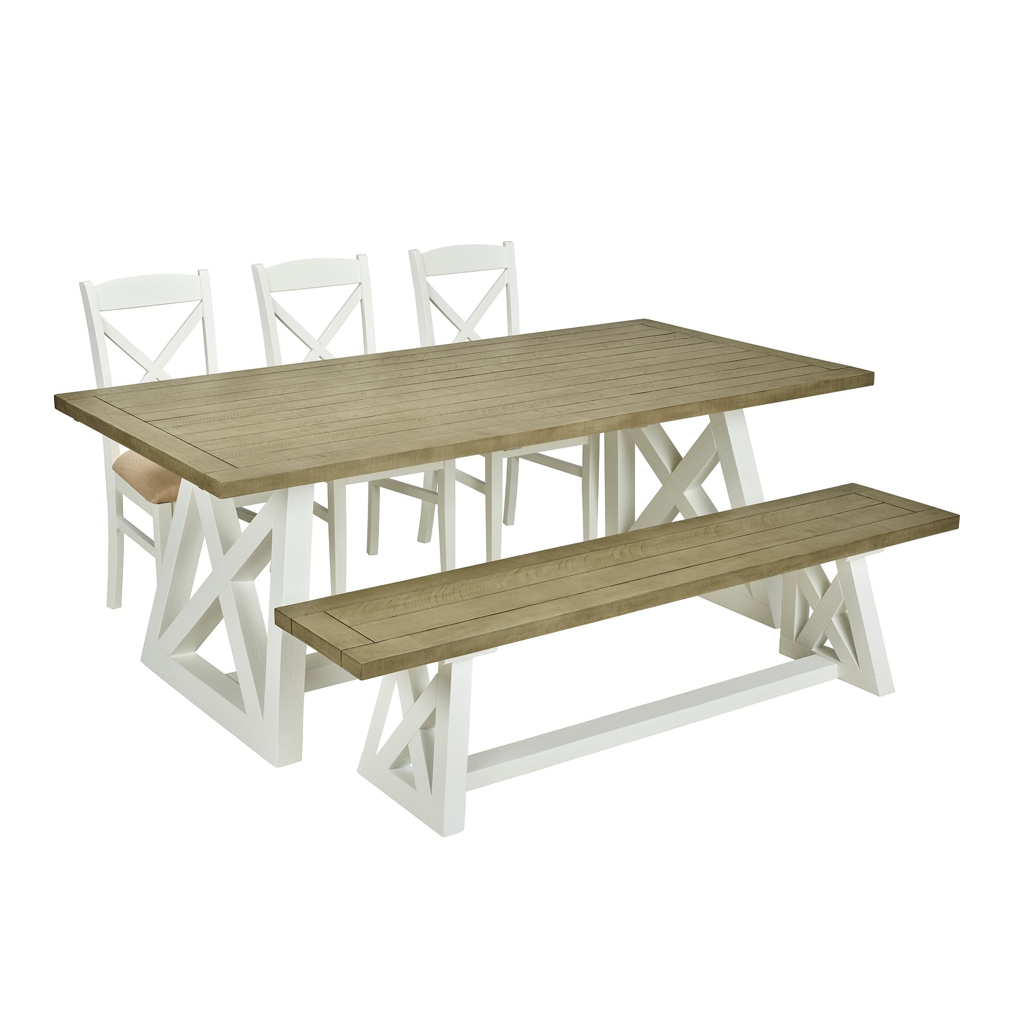 Oxford Dining Table Bench And Chairs Set Large White