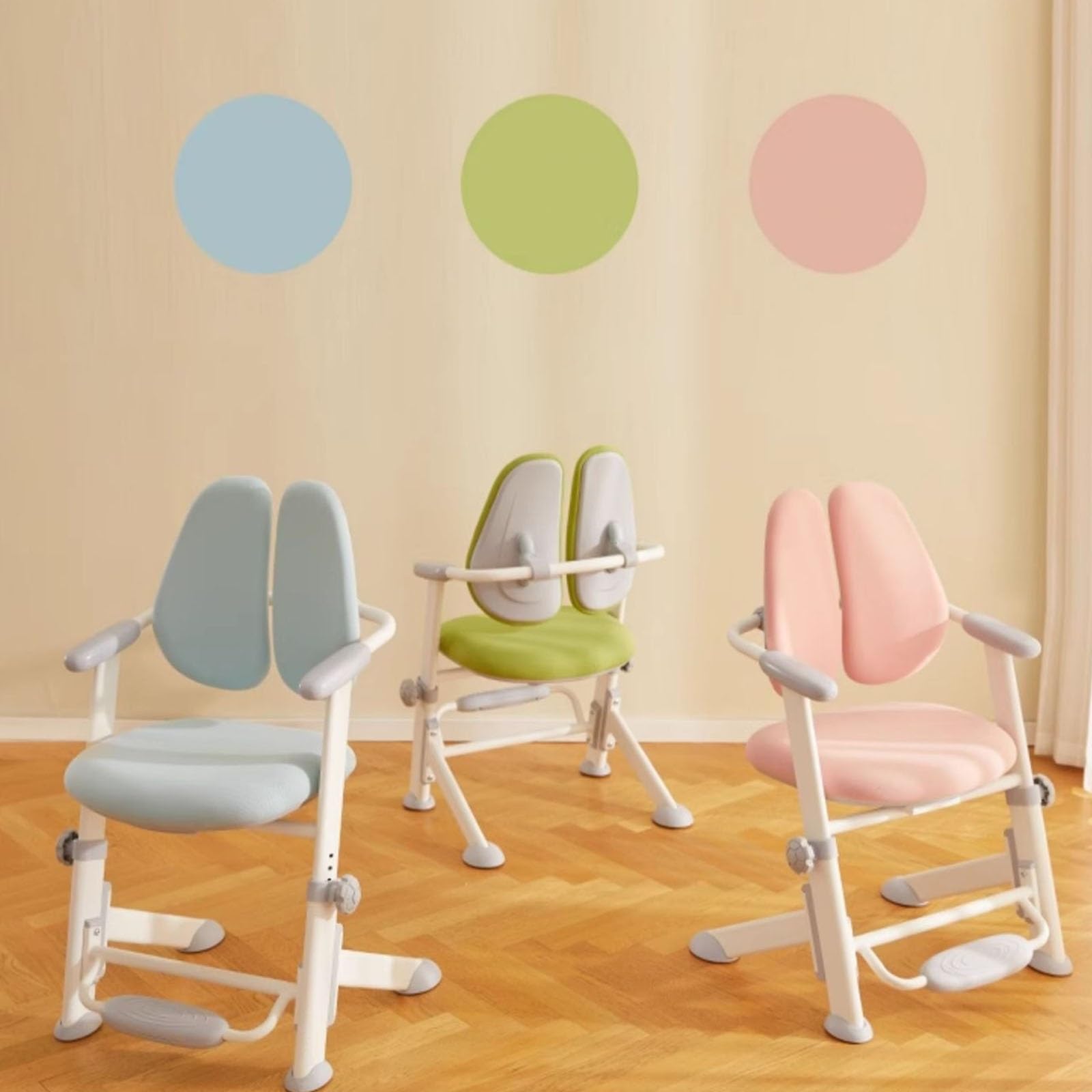 Ergonomiczne krzesło biurowe dla dzieci, dzieci, nauka, uczeń, komputer, dom, szkoła, biuro, kontrola wysokości dla rodzin, szkół i biur (kolor: zielony) Star of Light