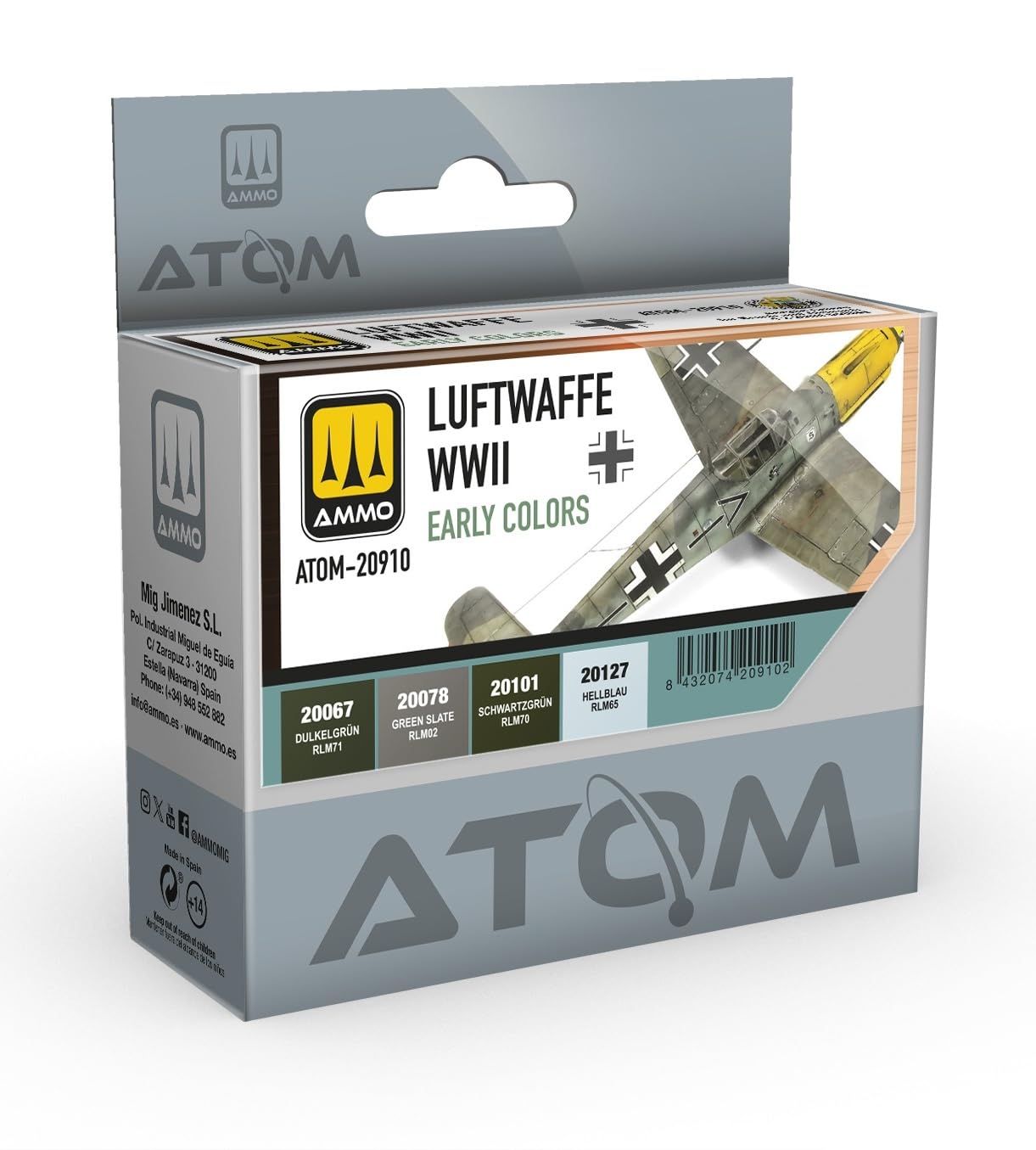 Mig Atom Luftwaffe Wwii Early Colours Acrylic Paint Set Ammo 20910
