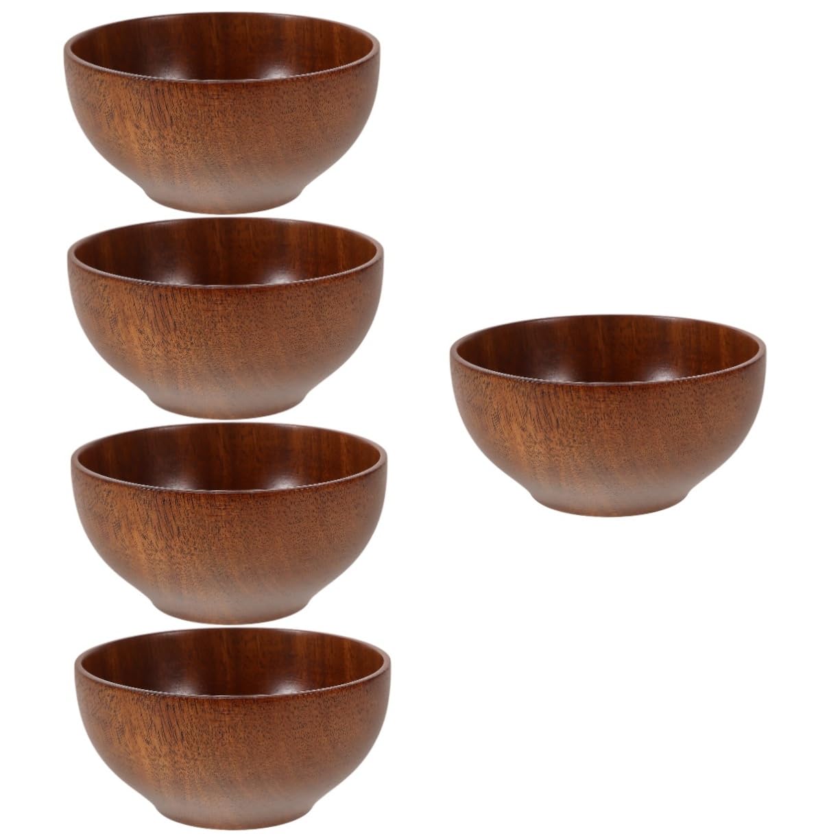 PRETYZOOM 5piezas Tazón De Madera Natural Para Ensaladas y Recipiente De Madera De Acacia Para Restaurantes y Doméstico