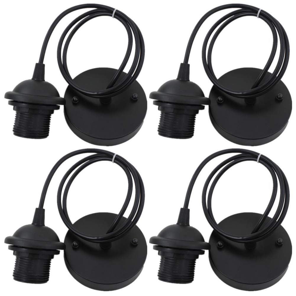 Icole E27 Portalámparas Negro Techo Rosa Colgante Moderno Vintage Retro Estilo Industrial Juego de Lámpara Colgante Set