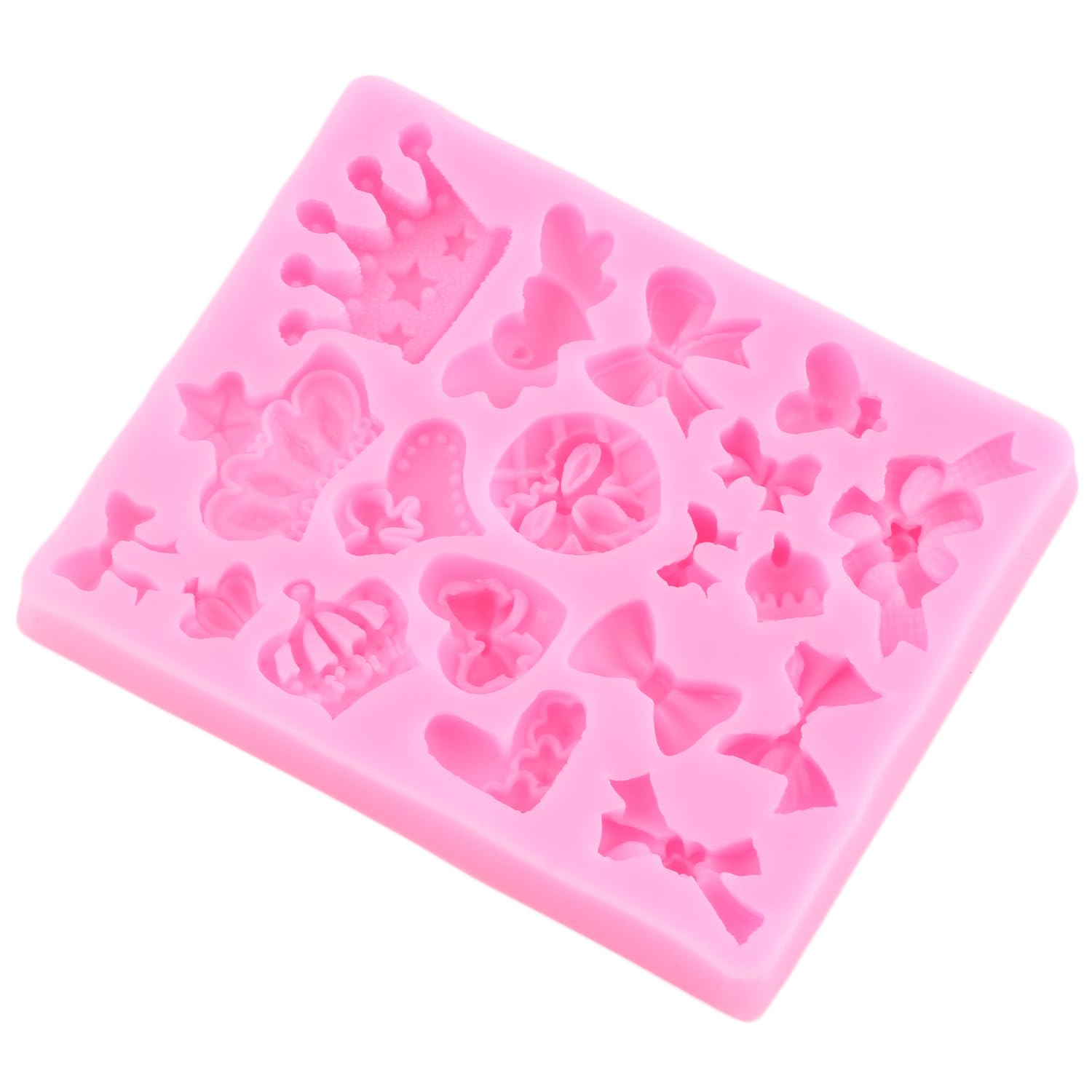 XMOLDNMS Crown Fondant Moulds Bow Crown Heart Silicone Mould for Cake Decoration Cupcake Topper Chocolate Candy Polymer Clay Gum Paste - Image 4