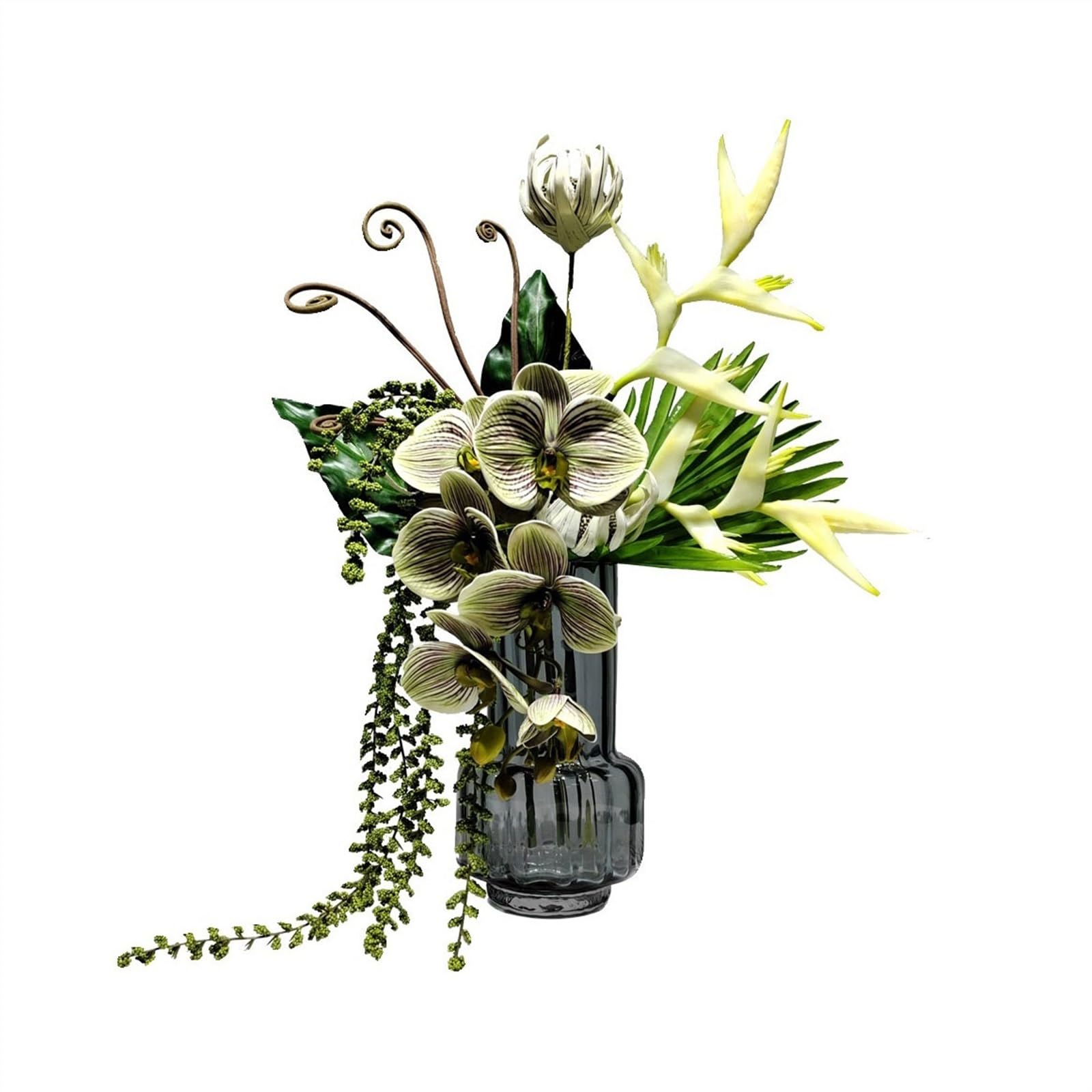 Bx9rE7tK3g Faux Flowers with Vase Simulation Greenery Arrangement Living Room Dining Table Coffee Centerpieces Light Luxury Artificial Flower Bouquet Glass Vase Artificial Flowers