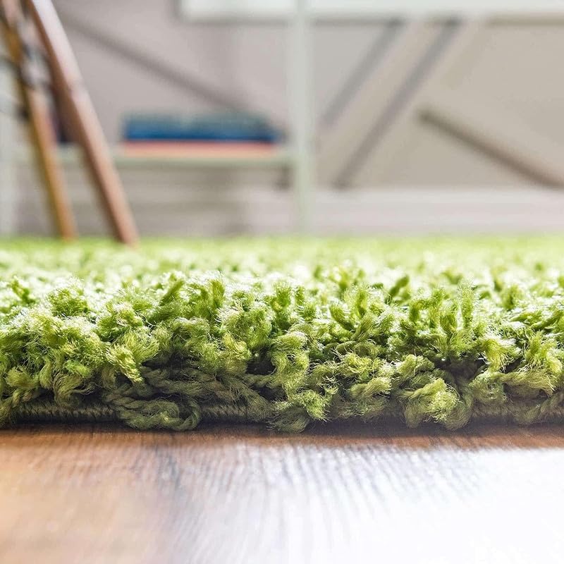 Image of TRANQUIL Polyester Fluffy Fur Rug Shaggy Modern Carpet for Living Room, Bedroom, Guest Room, Kids Room (6x9 Feet, Green)