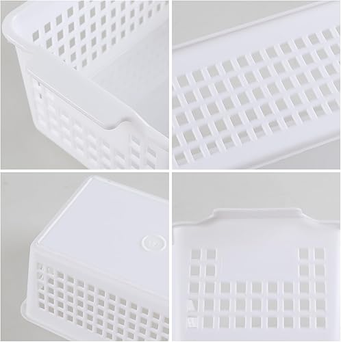 Miniatura 3 de Paquete de 6 cestas de almacenamiento de plástico blanco, cesta de almacenamiento pequeña