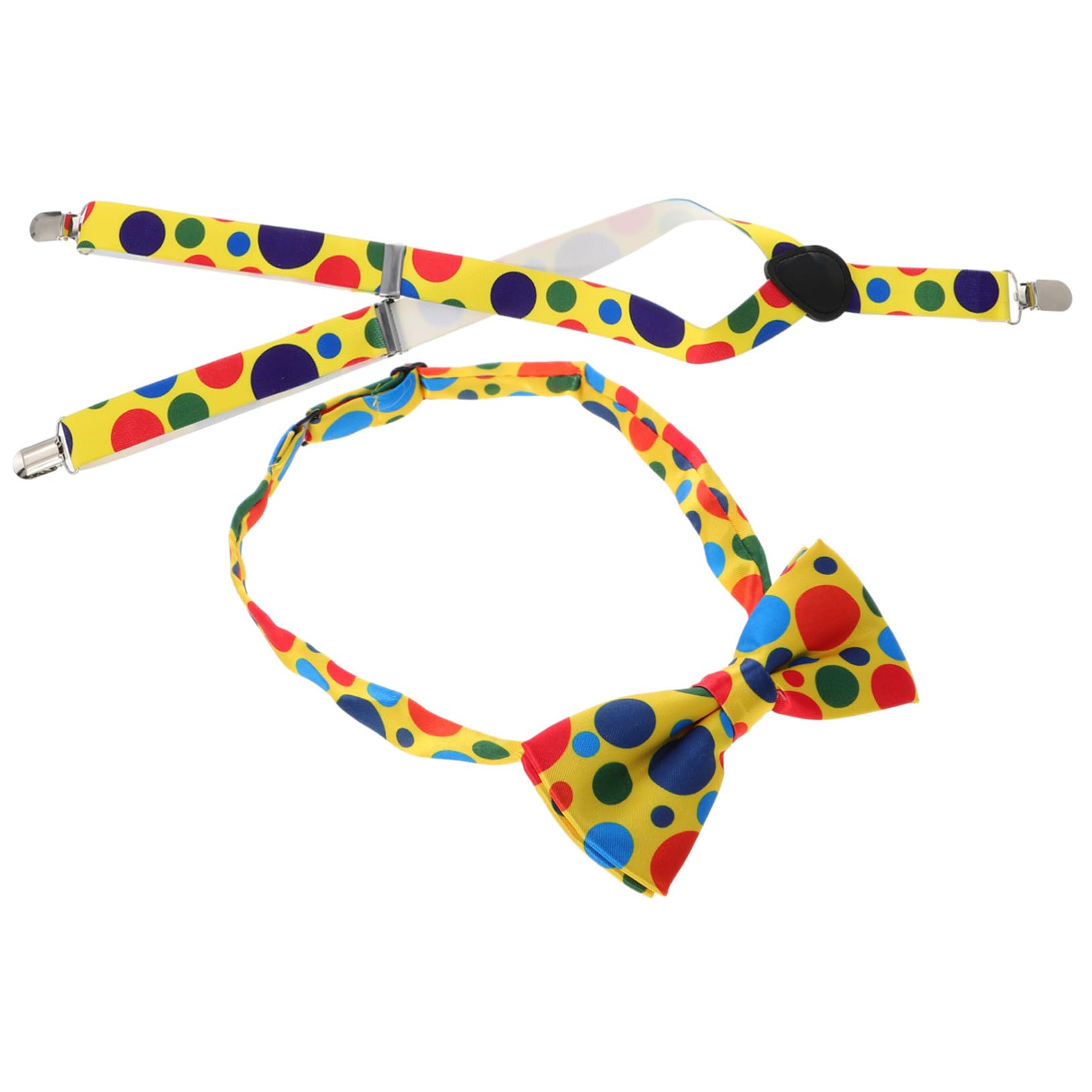 MUCKLILY 1Set Clown Costume Accessory Suspenders with Matching Bow Tie for Halloween Parties and Cosplay