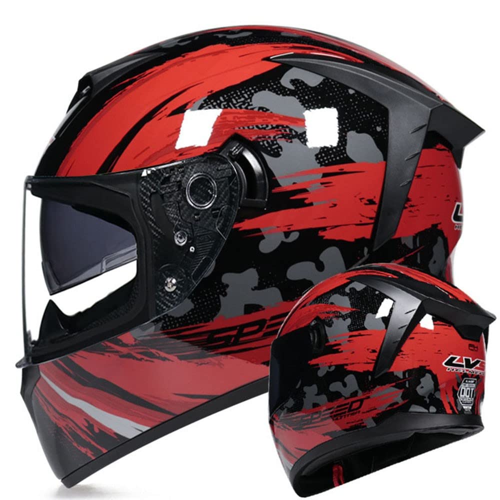 XYYYMIntegrated Motorcycle Full Face Helmet, Built In Dual Visors, DOT/ECE Approved, ABS Material, Multi-density EPS Buffer Layer, Suitable For Men And Women, Available In All Seasons