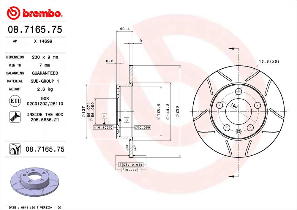 Brembo 08716575 Max Line Disco de Freno, Set de 2